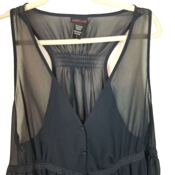Torrid Womens 2X Navy Blue Sheer Sleeveless Button - Picture 2 of 6
